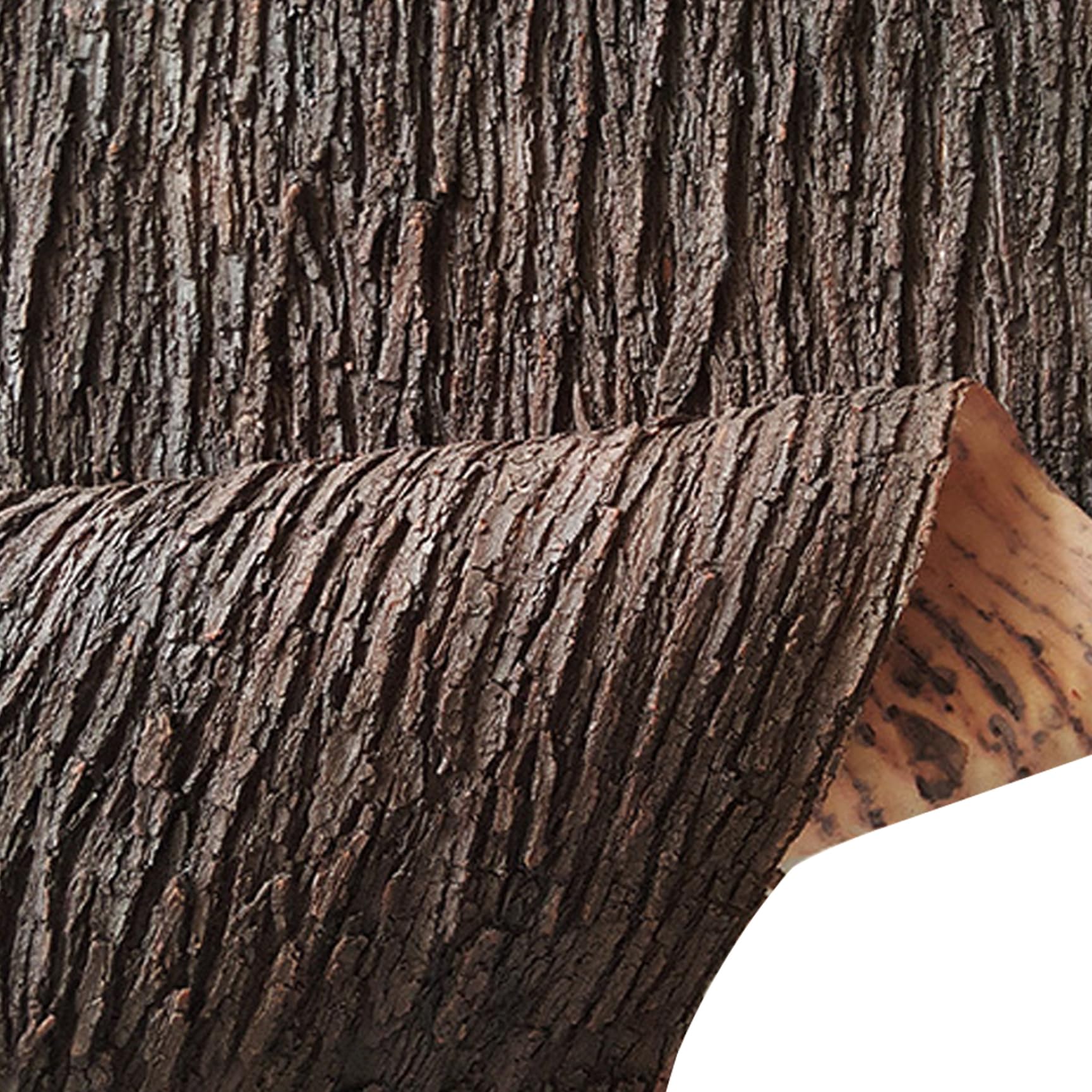 Bemonew Artificial Tree Bark - Flexible Silicone Tree Trunk Decor for Indoor Outdoor Pipe Pillar Cover (39x8 Inch, Self-Adhesive)