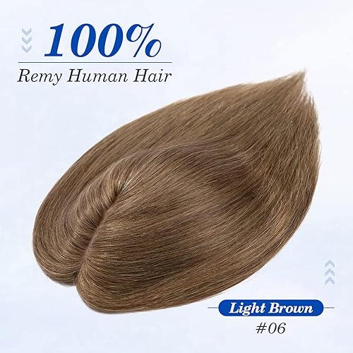 Miniatura 2 de Benehair Toppers de cabello humano real de 12 pulgadas para mujer, densidad del 130 %, 4 x 4.7 pulgadas, base de seda hecha a mano, pelucas de