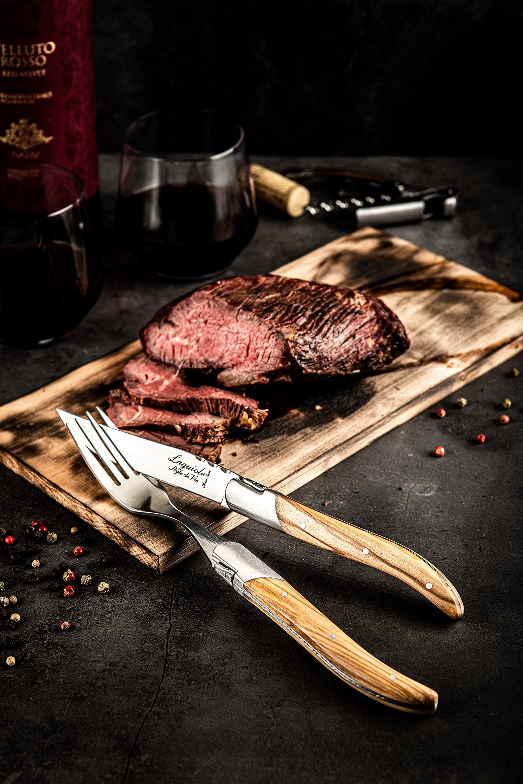Laguiole Style de Vie Steakmesser Luxury Line, 6-teilig, Olivenholz