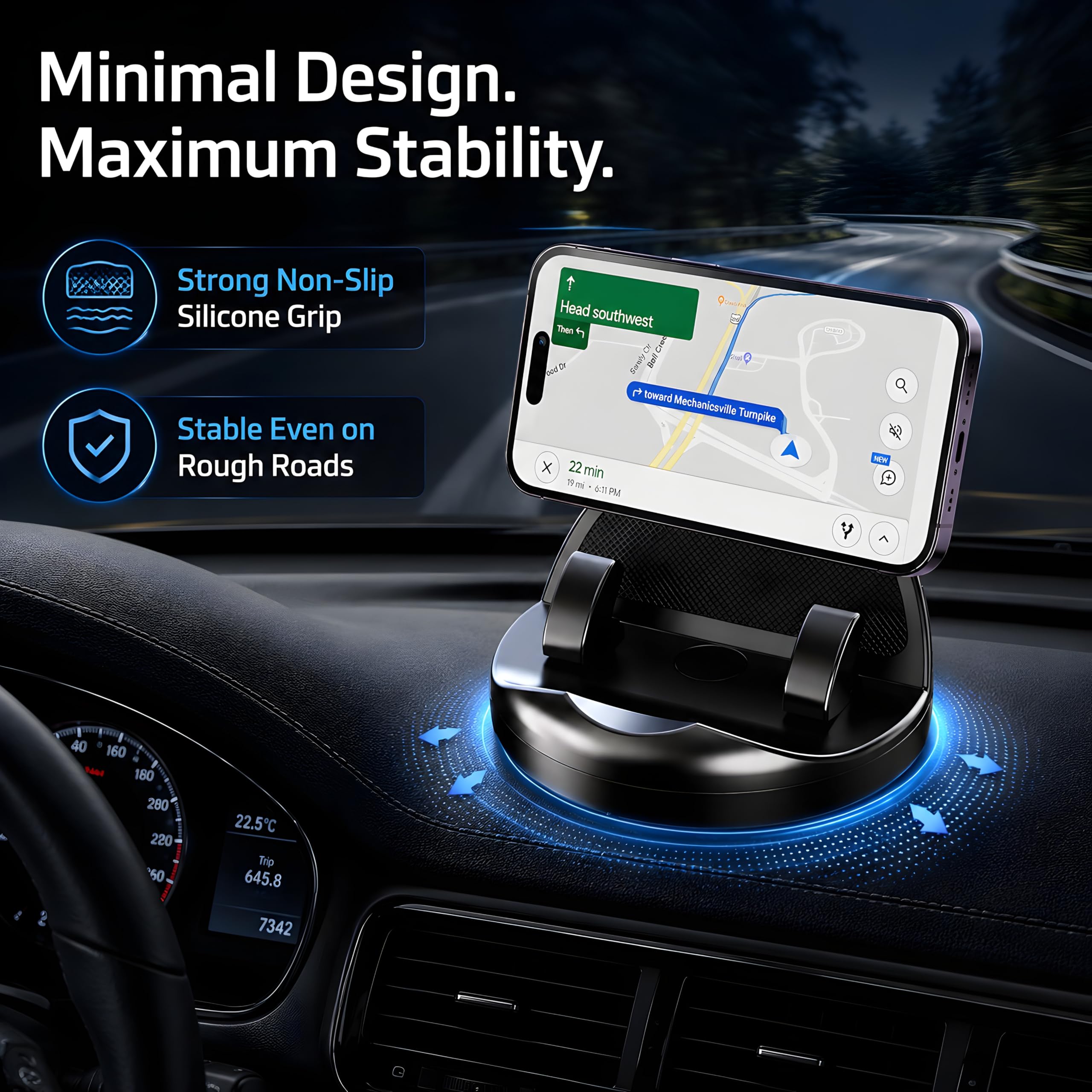 360° Rotatable Car Dashboard Mobile Holder with Parking Number Plate | Anti-Slip Silicone Phone Stand for Car Dashboard | Mobile Mount for Car, Office & Home | Portrait & Landscape View — Amazon image 6