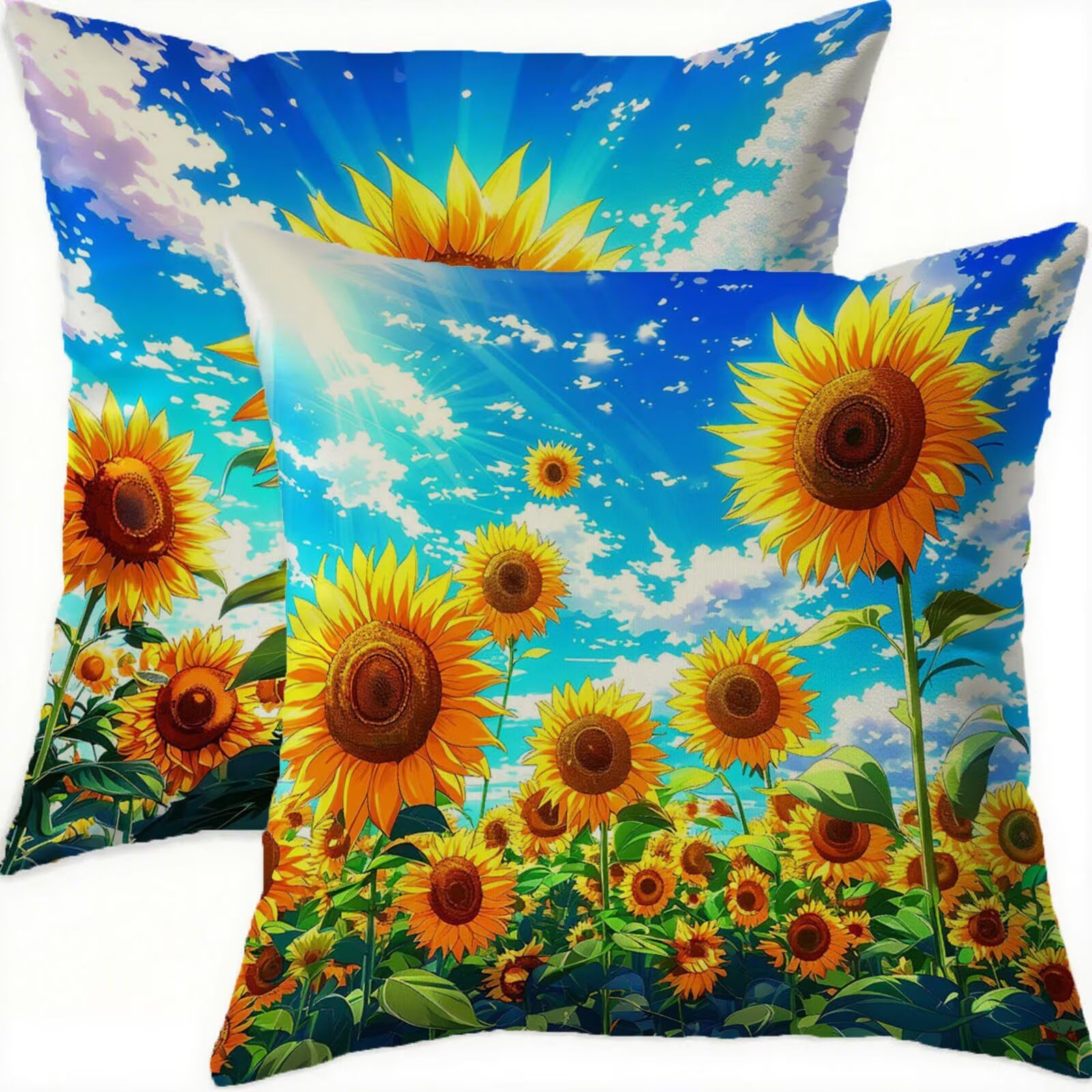 Taie oreiller 70x70 en velours de qualité supérieure motif tournesol