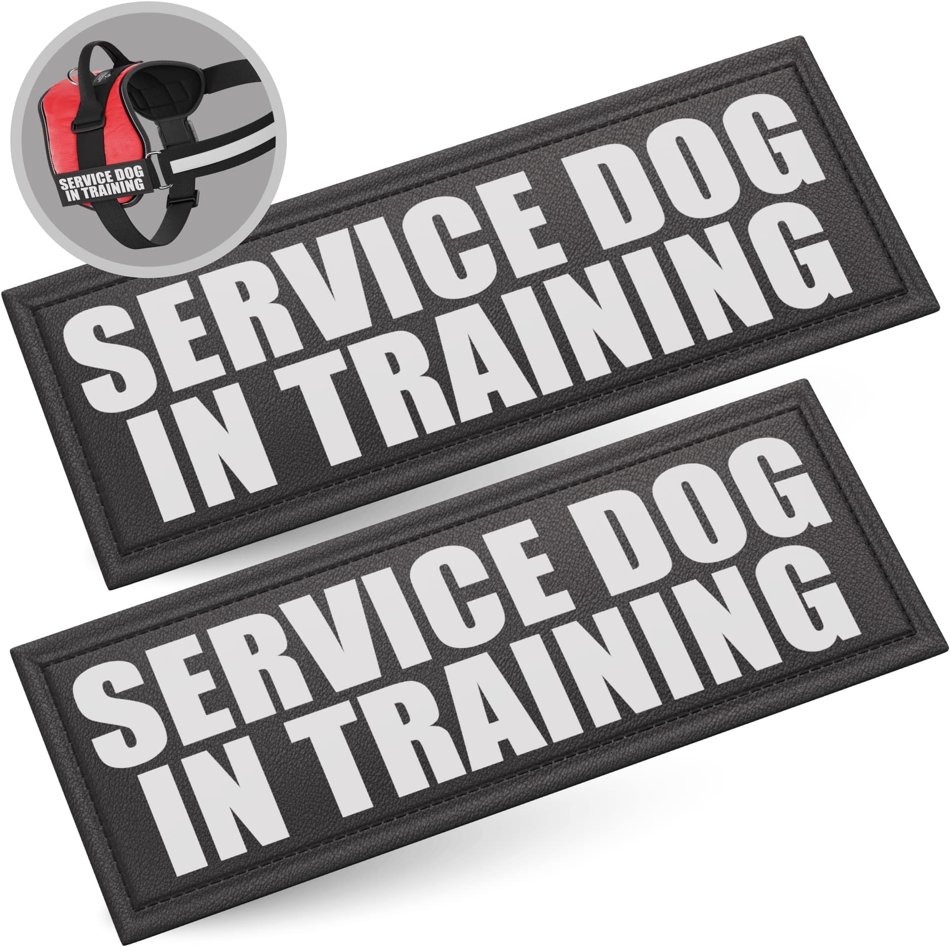 Service Dog in Training Patch with Hook Back and Reflective Lettering for Service Dog in Training Vests (Service Dog in Training, Large - 2" x 6")