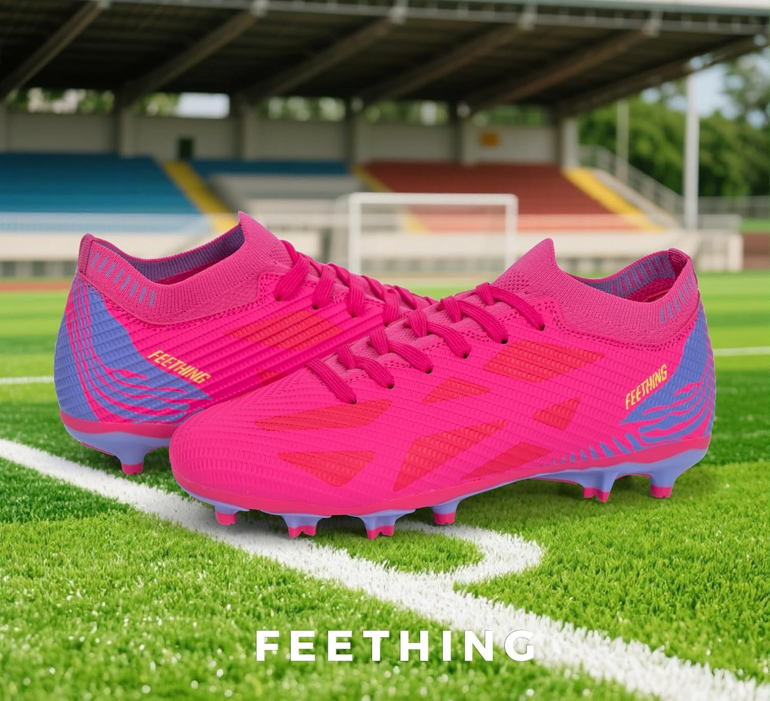 Womens Soccer Cleats Firm Ground Outdoor Athletic Football Boots Lightweight Soccer Shoes for Youth Girls