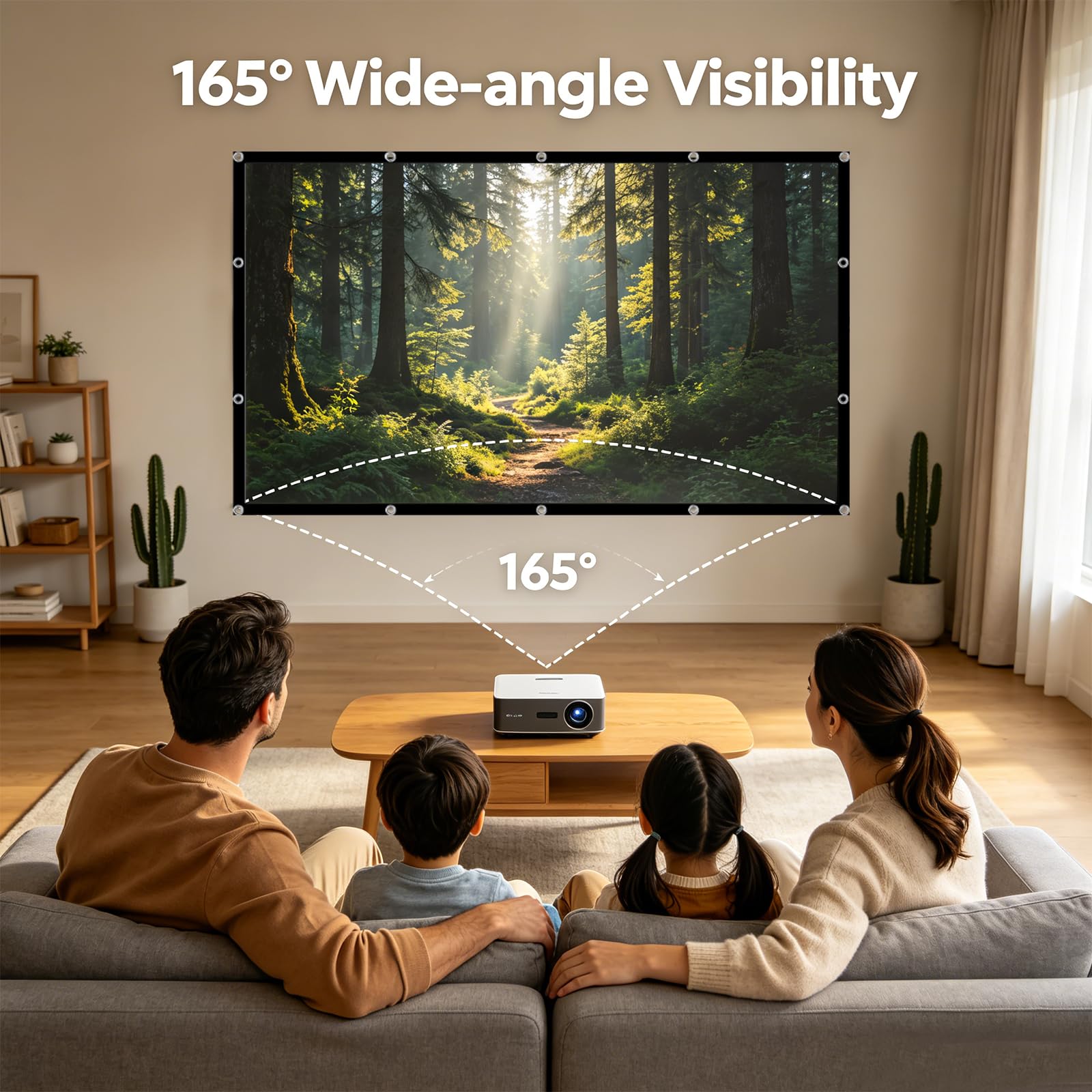 Schermo per proiettore pieghevole da 100", 16:9, double face, 4K, HD, con occhielli di fissaggio, ganci autoadesivi e corde da 5 m, portatile, lavabile, per home theater, ufficio, campeggio