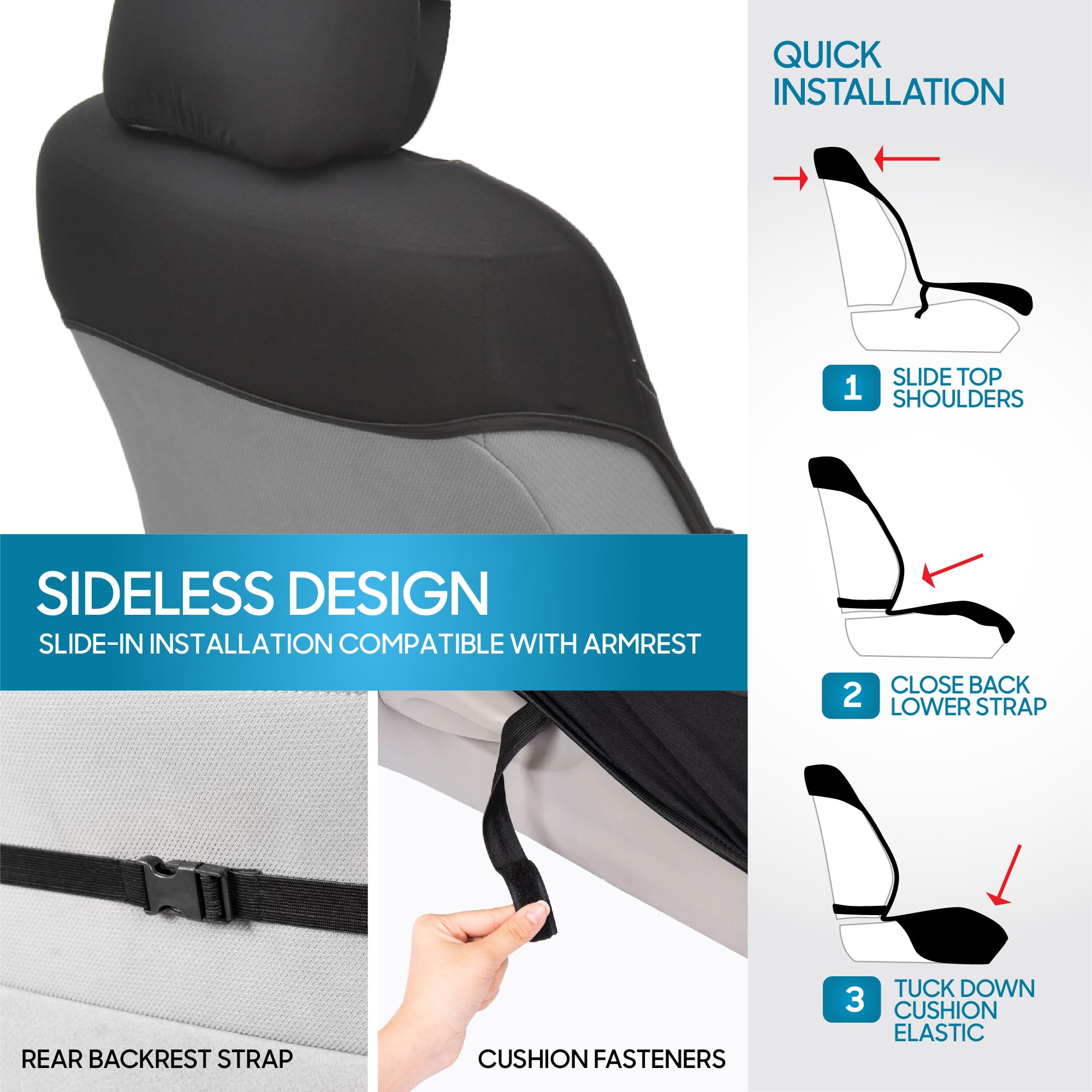 BDK Black Leopard Car Seat Covers for Front Seats Animal Print Front Seat Cover Set with Matching Headrest — view 7