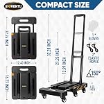 2026 Chariot à dolly pliant à main (440LB), Panier à bagages pliable avec 6 TPR Roues et poignée verrouillable, camion plate-forme portable collapsible Dolly pour le déménagement, le voyage, l'utilisation de bureau