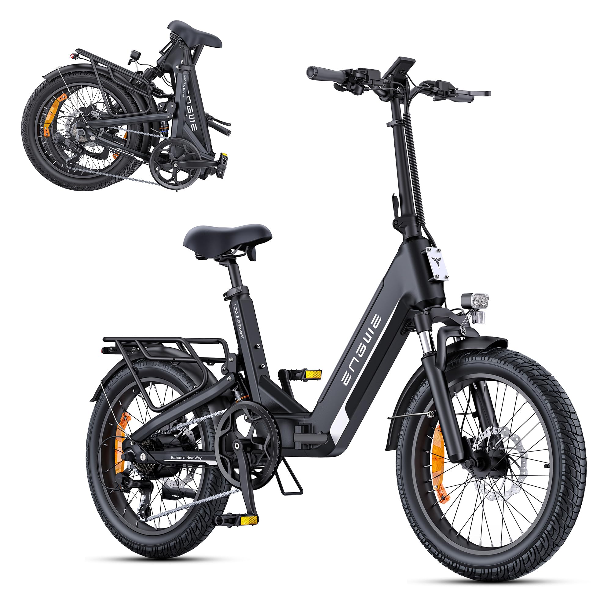 ENGWE L20 3.0 Boost Bicicleta eléctrica, batería de 48 V y 13,5 Ah, hasta 135 km, Sensor de par y Frenos hidráulicos, neumáticos 20x3,0, compatibilidad con aplicación