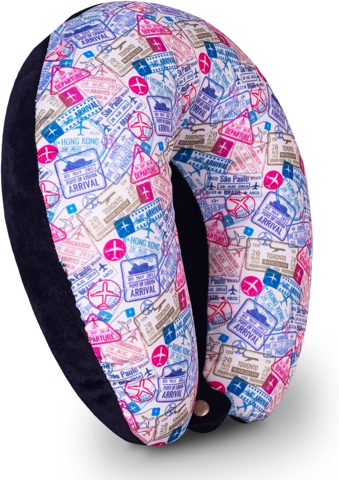 HOOPY Travel Neck Pillow in Soft Fabric for Head, Neck, Shoulder Support Filled with Soft Memory Foam Filling | Multi Purpose Neck Pillow| Neck Rest | Neck Pain | Travel Print