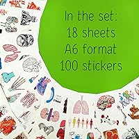 Vista 2 de BulbaCraft 100 piezas de adhesivos de anatomía, calcomanías de anatomía humana, adhesivos de partes del cuerpo, regalos para mujeres y hombres