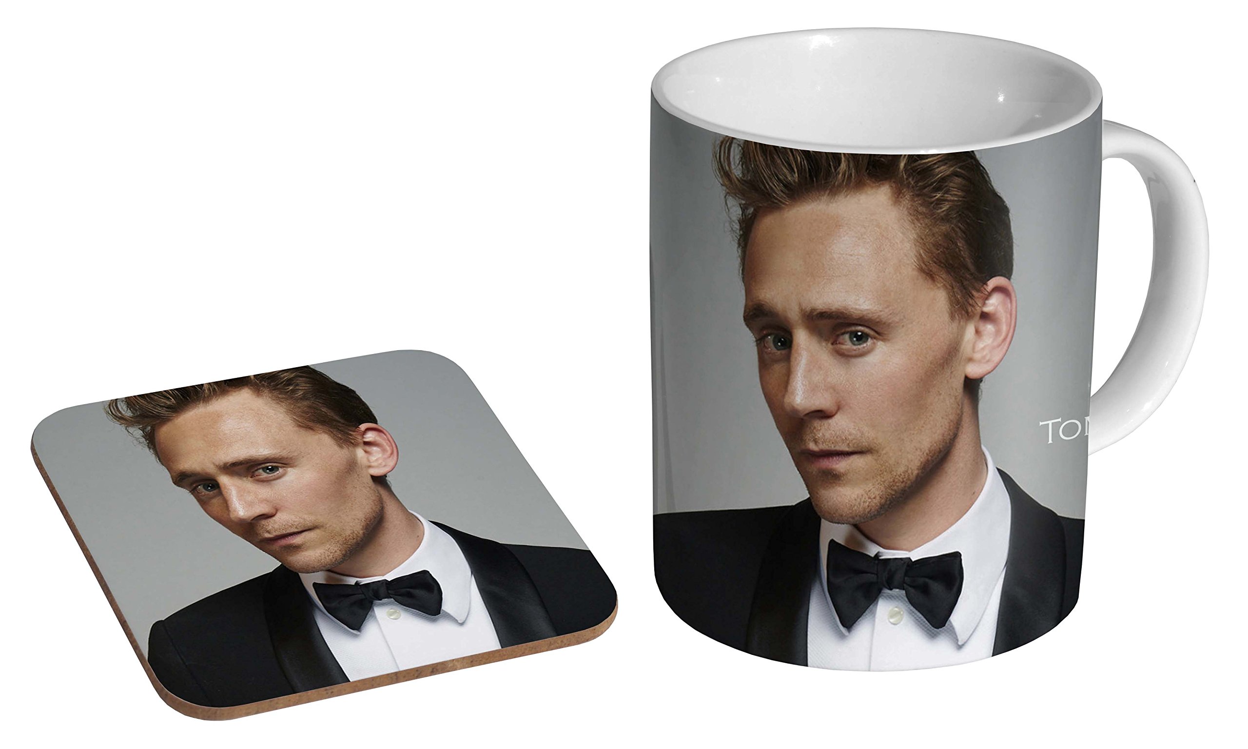 Mugmart White Tom Hiddleston Bow Ceramic Coffee Mug + Coaster Gift Set …