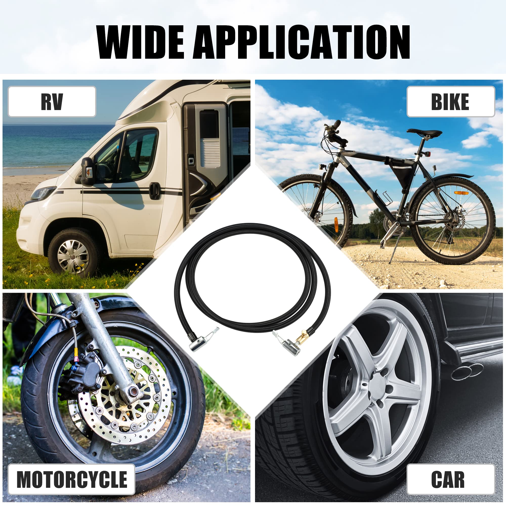 Air Chuck Tire Chuck M6 Threaded Tire Inflator Hose Extension Tube Bike ...