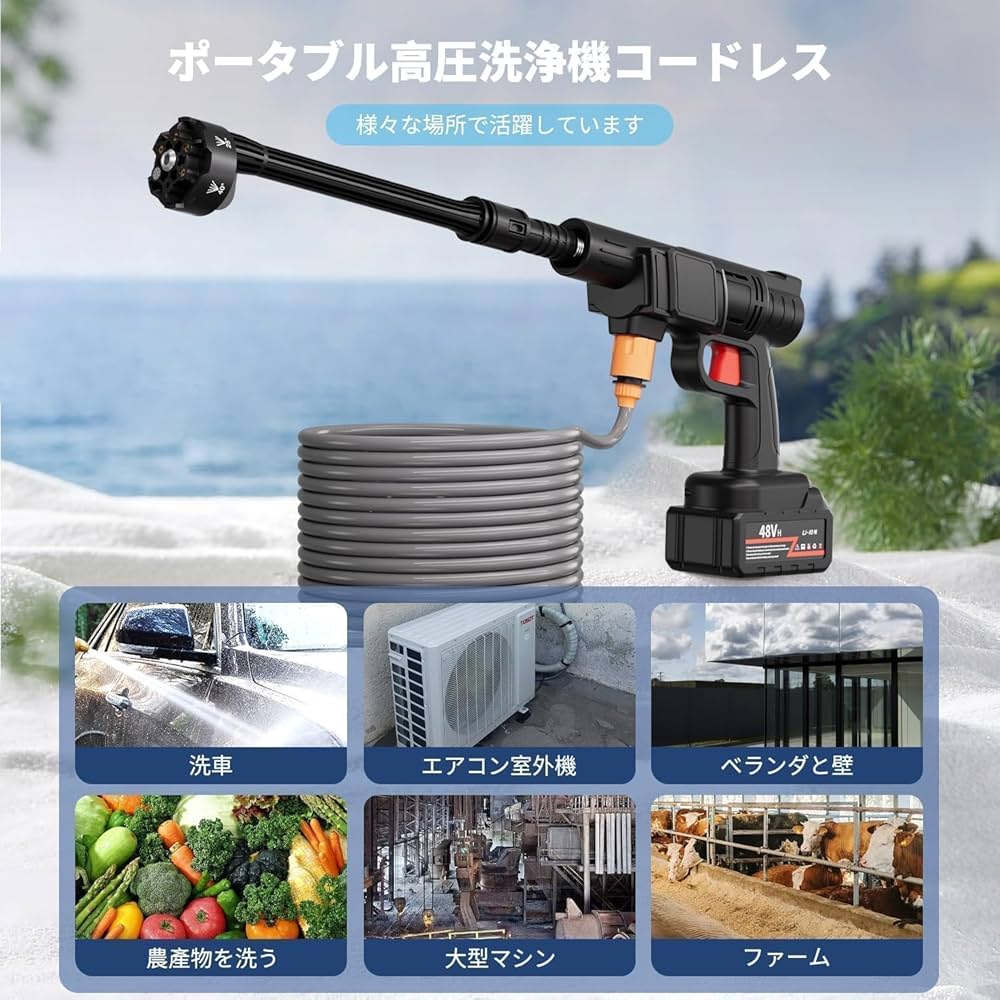 Amazon.co.jp: ONEKOU 高圧洗浄機 洗車機 充電式 水圧洗浄機