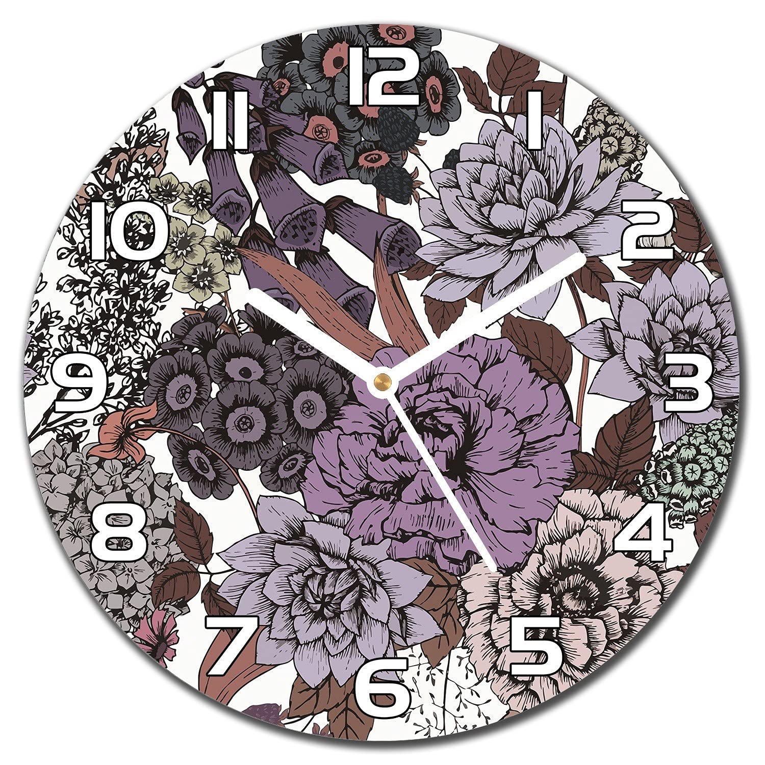 Horloge en verre lisible aiguilles blanches Coloray cuisine Jardin Mystérieux