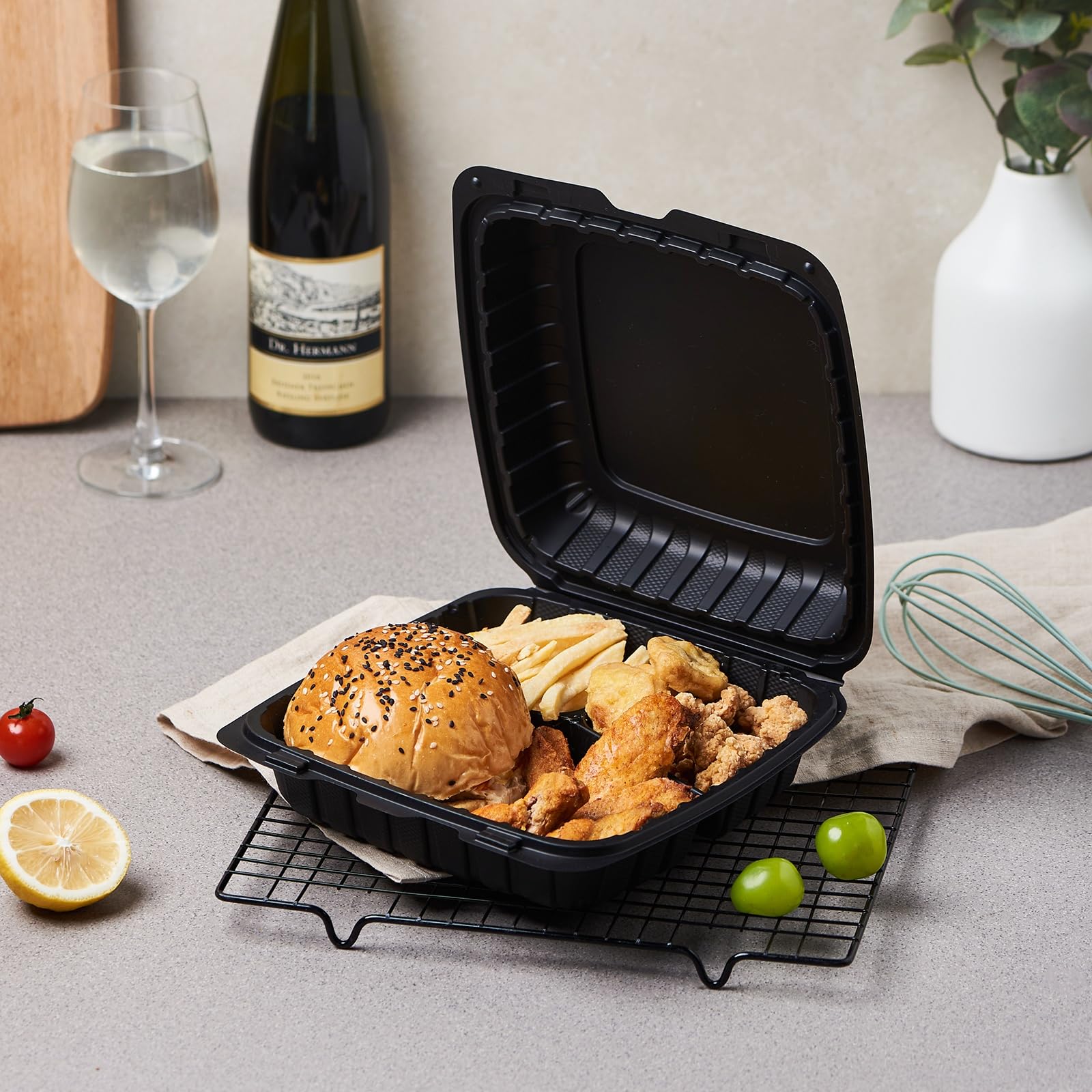 Amazon.co.jp: FULING 9×9 3コンパートメント 50個パック プラスチック