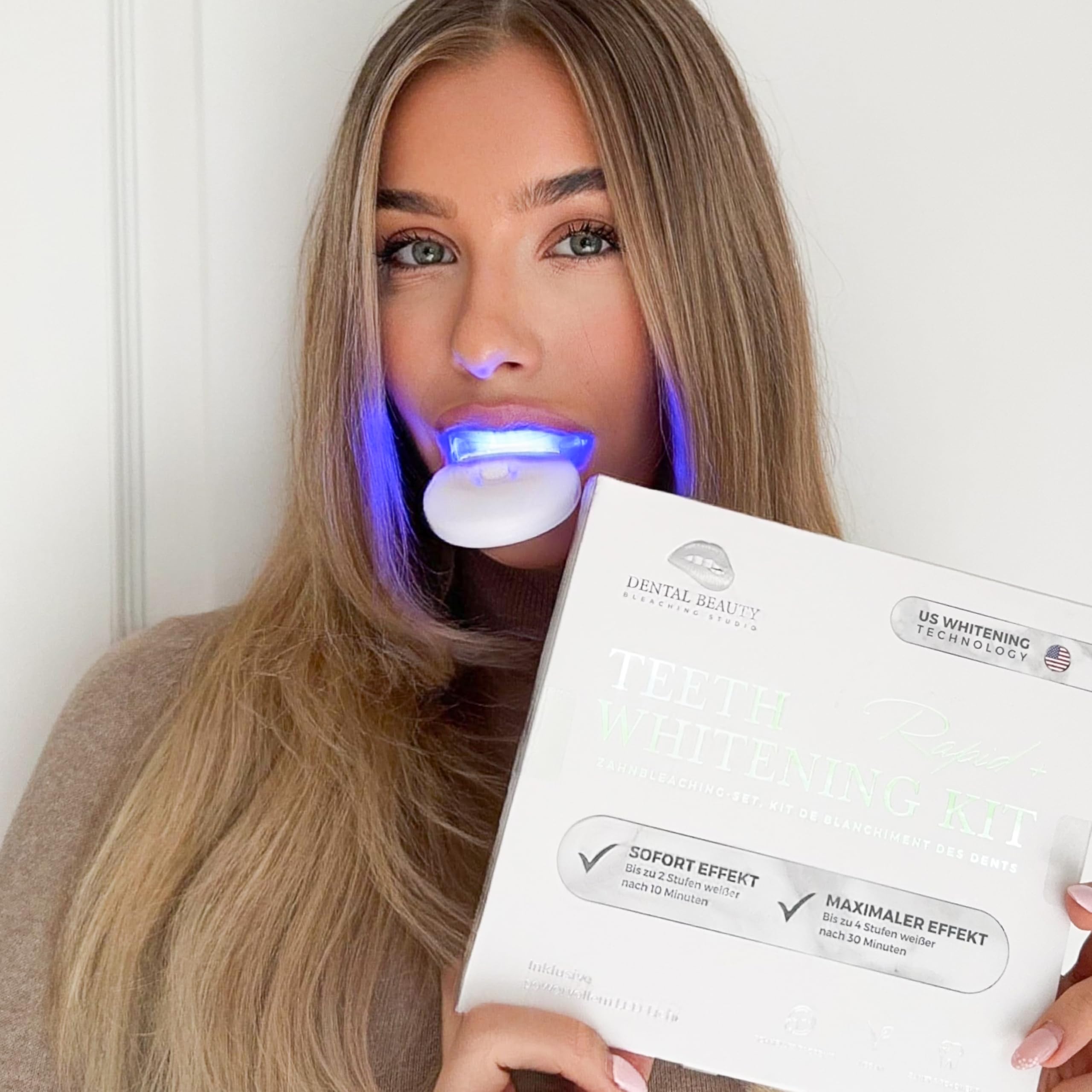 Dental Beauty - Set sbiancamento dei denti tutto in uno Teeth Whitening Kit - Sbiancamento dei denti con rivoluzionaria tecnologia di sbiancamento del tè americano - sbiancamento dei denti - effetto