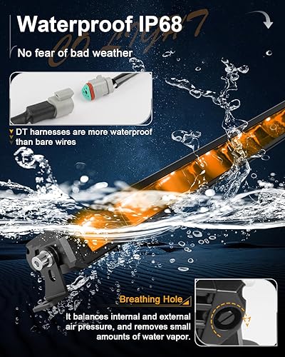 Miniatura 6 de CO LIGHT Barra de luz LED curvada de una sola fila de 30 pulgadas, 140 W, 30000 lúmenes, 6000 K, arnés de cableado de luz ambiental blanca y verde,