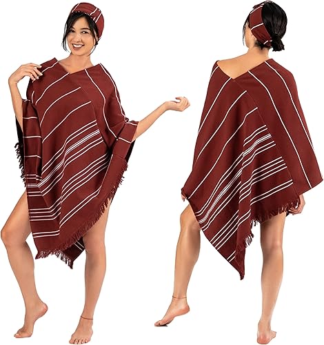 Miniatura 1 de Toalla turca estilo chal 100% algodón para mujer, toalla de poncho, poncho de surf, vestido de toalla de playa + diadema, toalla de baño para mujer,
