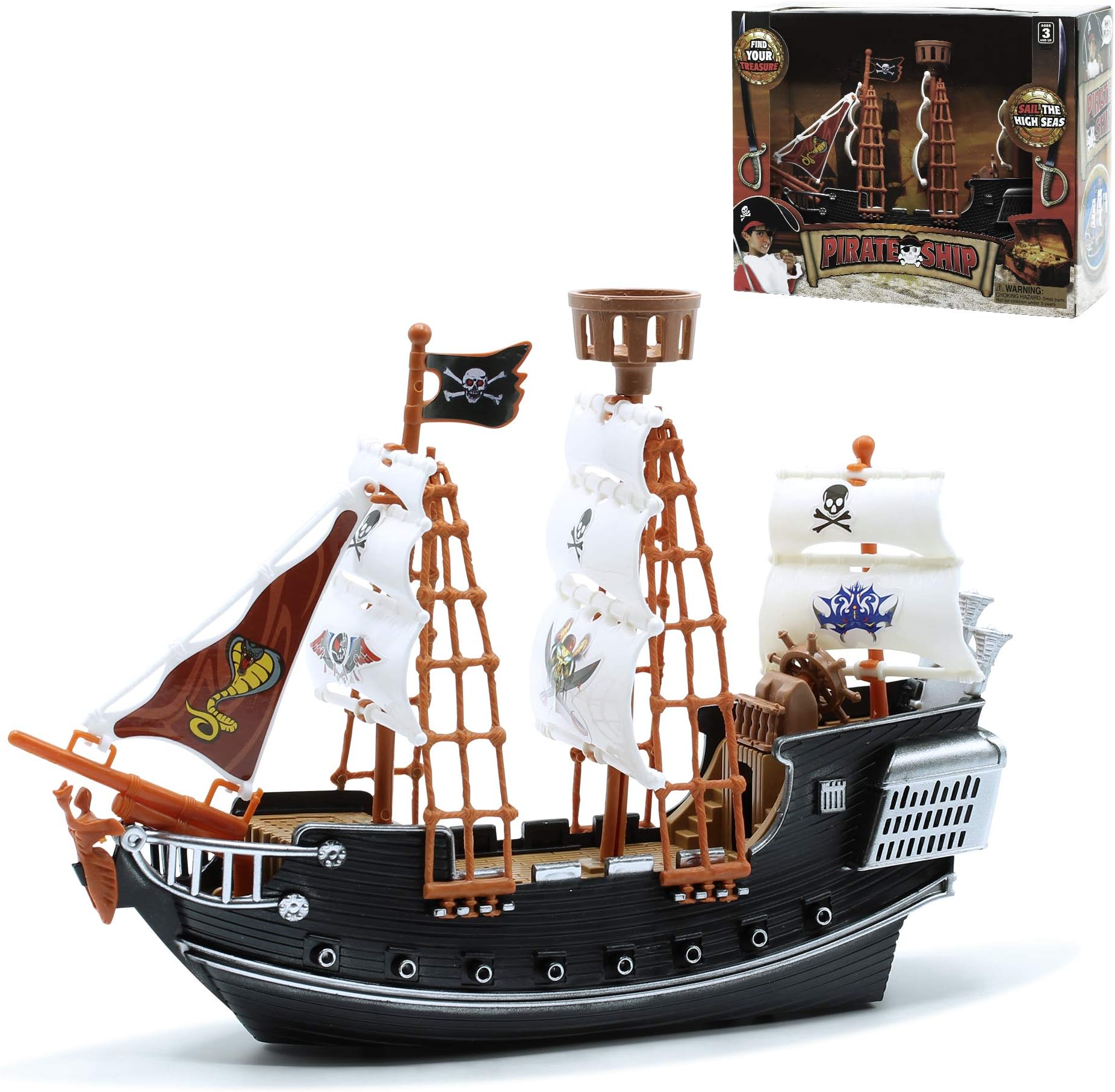 10” Pirate Boat Ocean Ship | Detailed Ship | Perfect Decoration for Birthday Gift, Grand Prize, Carnival Game