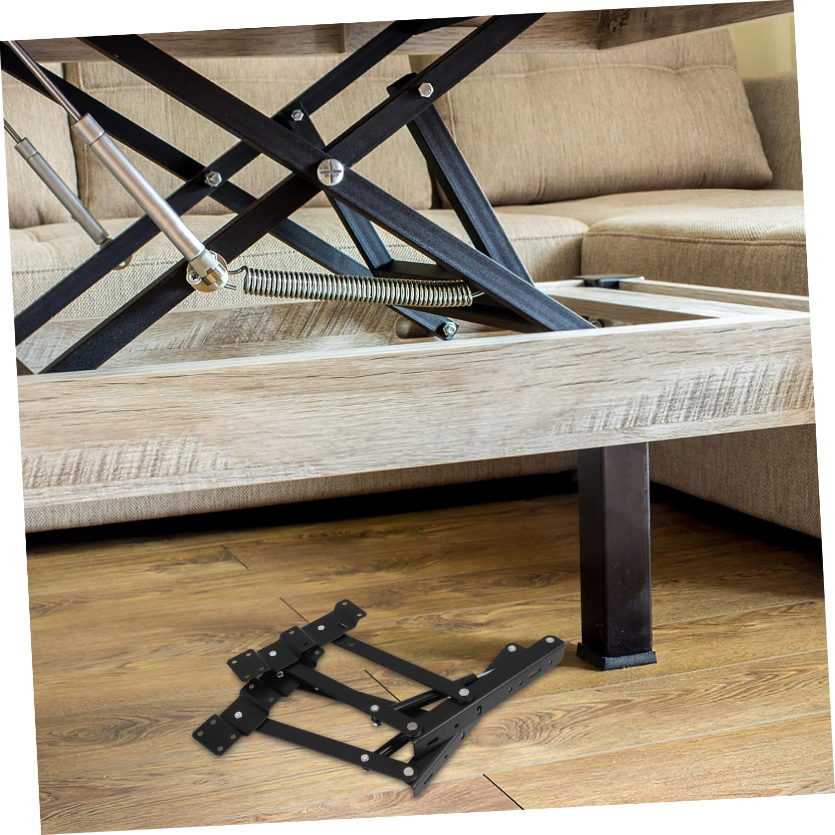 NUOBESTY Soporte de Mesa de Escritorio Gas Hidráulico 2piezas, Estructura de Hierro Resistente, Mecanismo Plegable para Sala y Dormitorio, Ahorro de Espacio