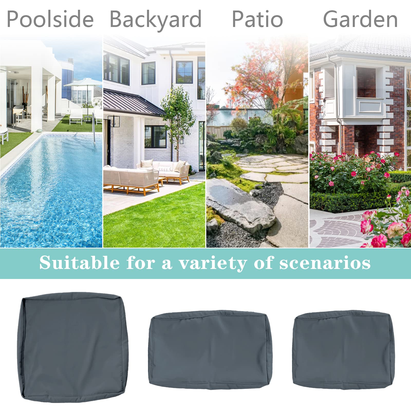 FKSLIFE Patio Cushion Covers Replacement,Outdoor Patio Cushion Covers
