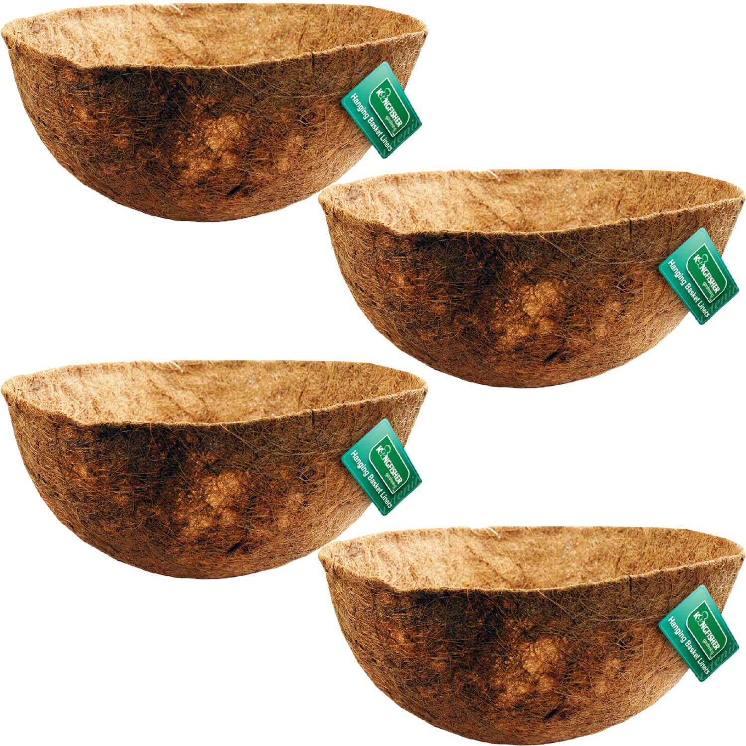 Kingfisher 4pc 14" Shaped Coco Hanging Basket Liner Mould Natural Fibre Planter