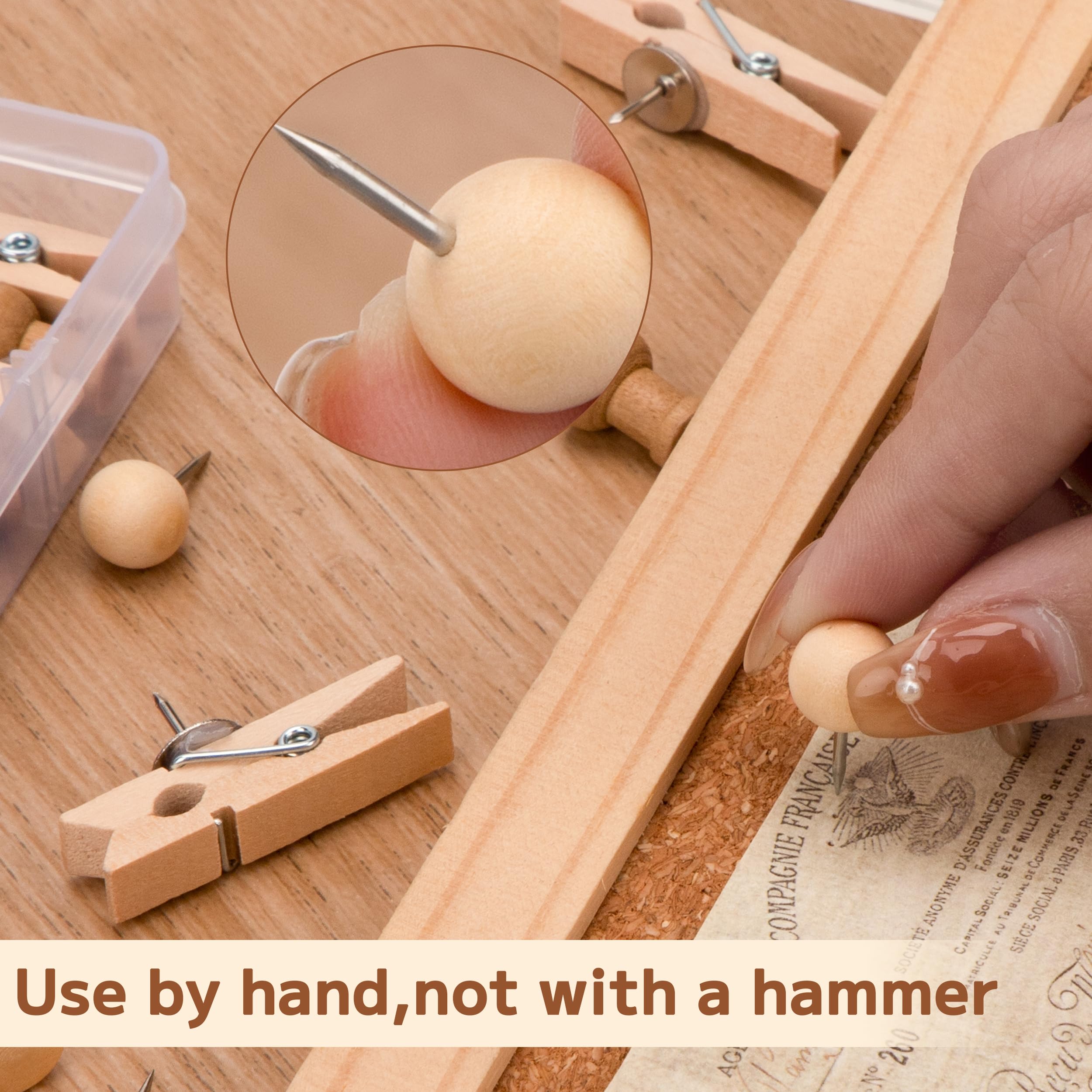 150 Pièces Punaises En Bois Avec Boîte De Rangement Punaises Décoratives En Bois Pour Tableaux