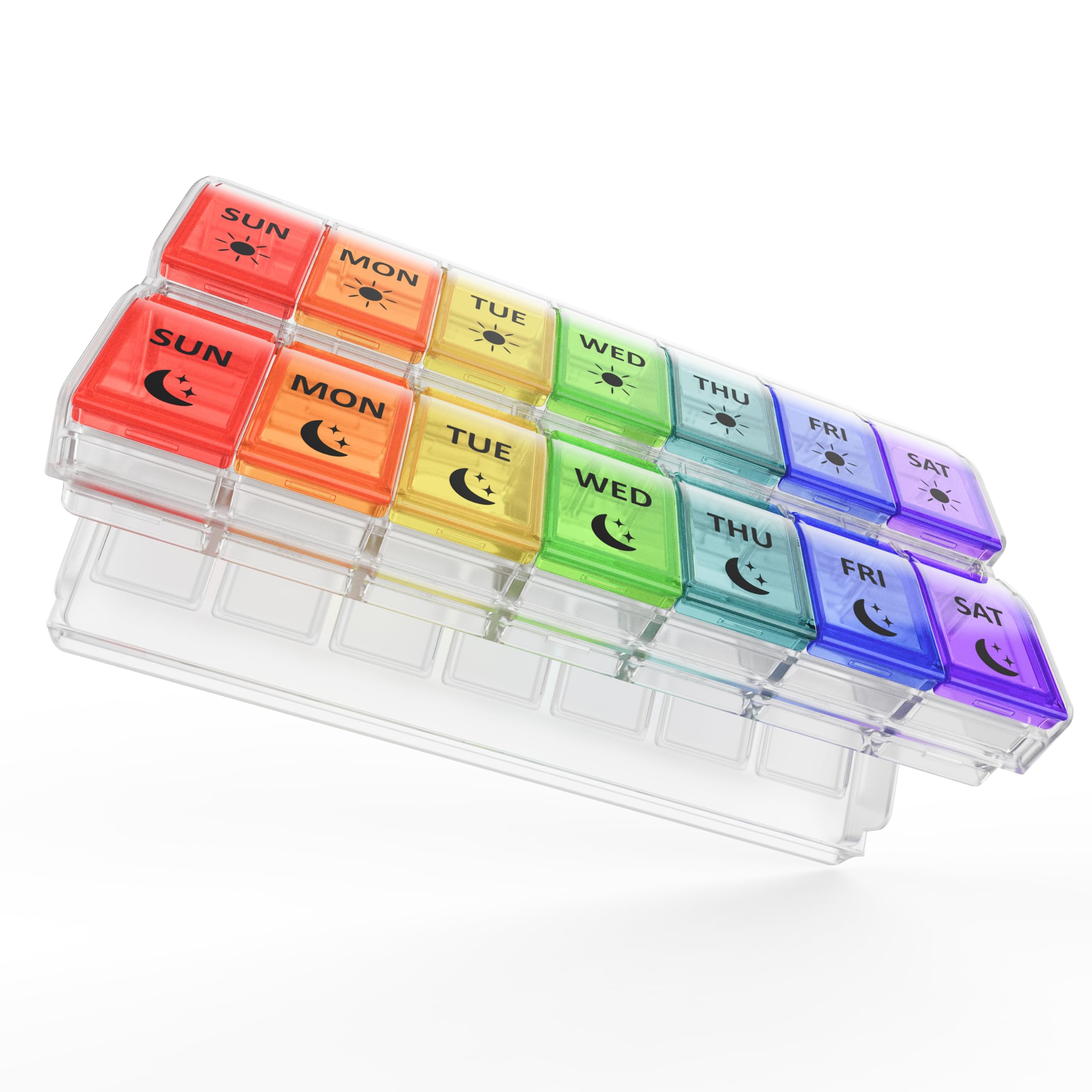 Fullicon Large-Capacity Pill Organizer 2 Times a Day Fast-Refill Medicine Pill Organizer Pill Box Travel Pill Box Medicine