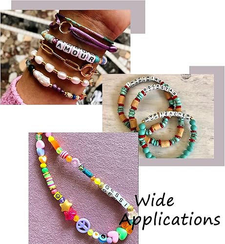 Vista 125 de FASHEWELRY 300 cuentas de letras acrílicas blancas de 0.236 x 0.236 pulgadas (0.236 x 0.236 in), cuentas del alfabeto para hacer pulseras