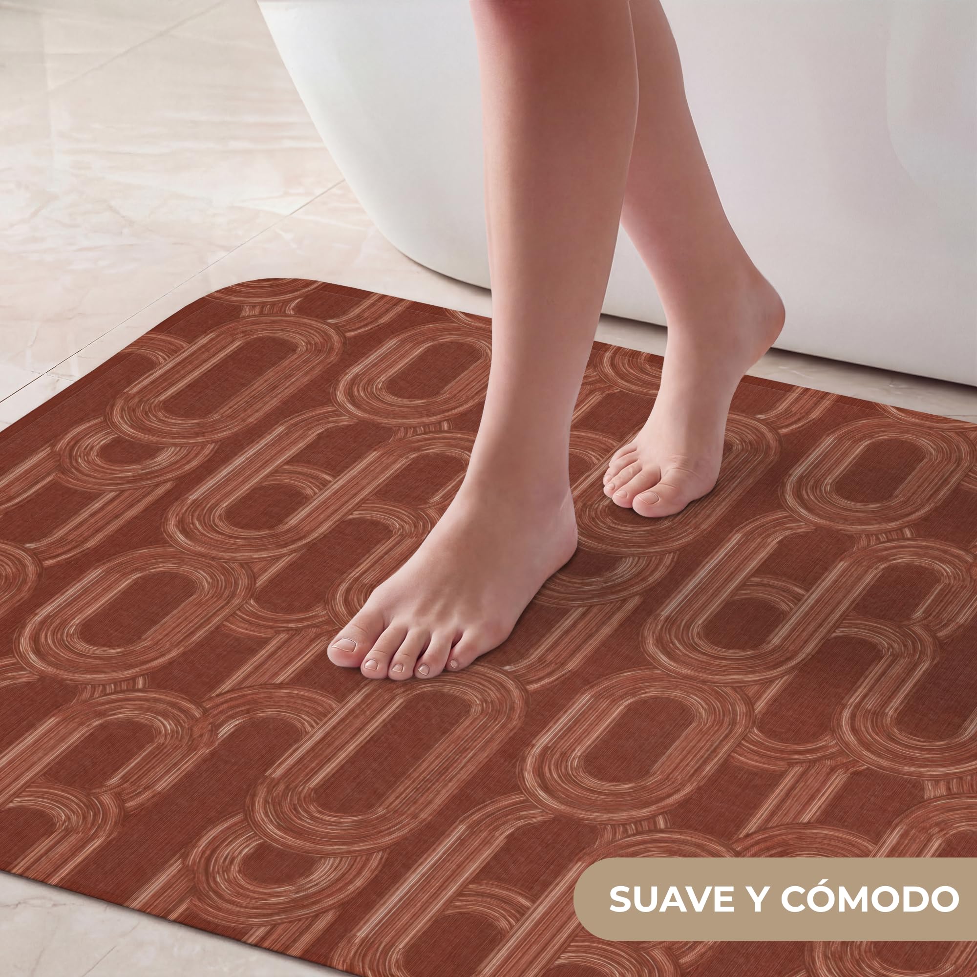 Alfombras Baño Rectangular 90x60 cm Alfombra Ducha Lavable Tapete Bath Mat Non Slip Antideslizante Bathroom Decoracion Shower Abstracto - Textura - Marrón