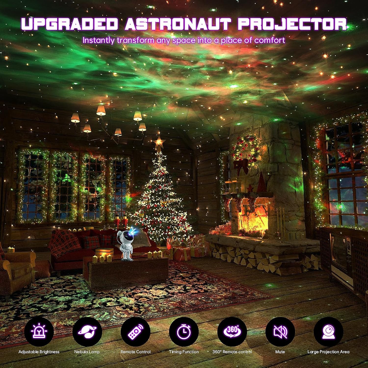 Astronauten Projektor, LED Sternenhimmel Projektor Nachtlicht mit Fernbedienung und Timer, Sternenlichtprojektor mit Nabula Weihnachtsgeschenk für Kinder und Erwachsene, für Schlafzimmer