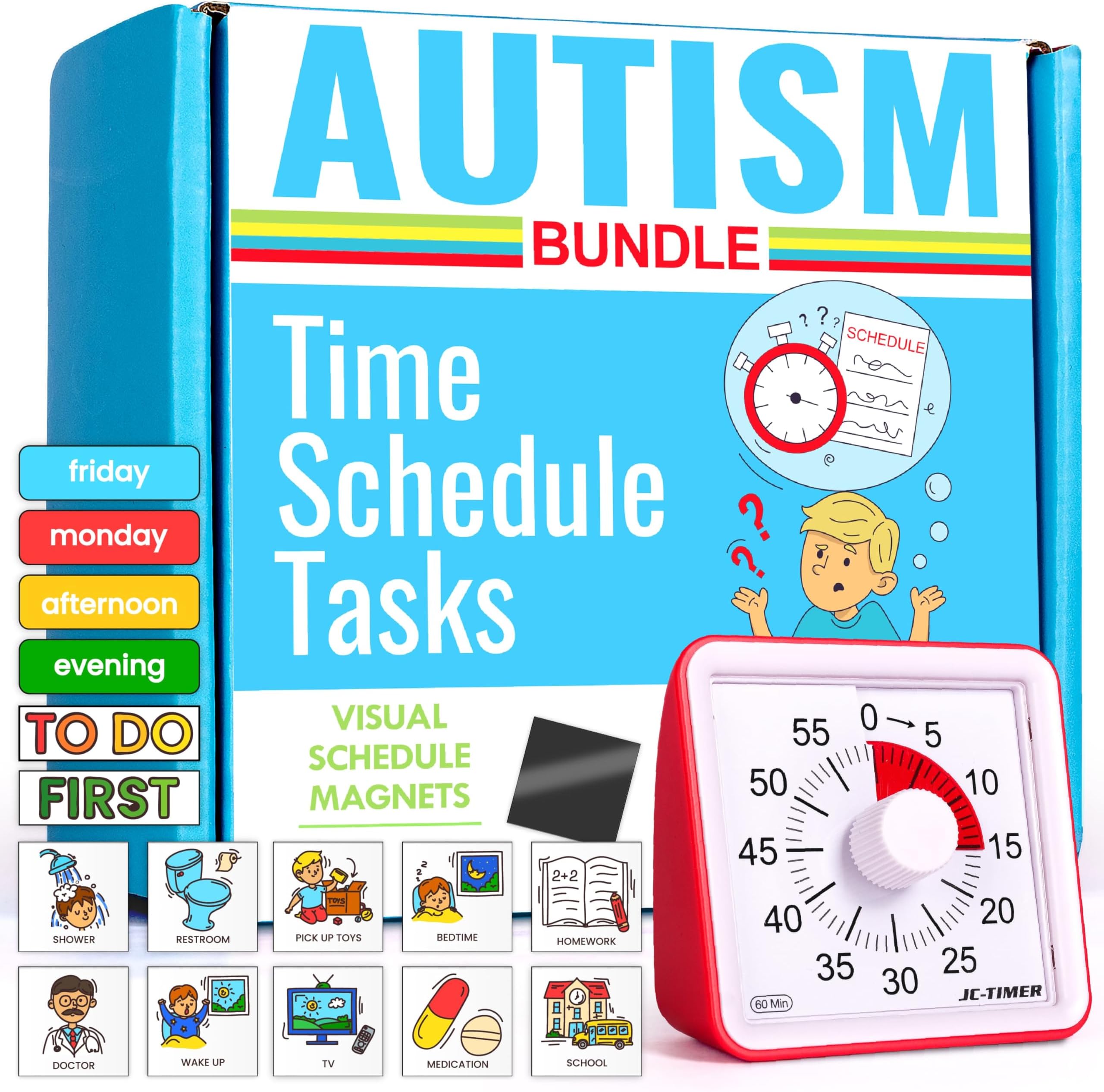 Autism & Prosperity Time Schedule Tasks - Autism Learning Materials, Special Education Autism Sensory Products, Sensory Toys for Kids with Autism, Visual Schedule for Kids with Autism Age 3 4 5 7 8 12
