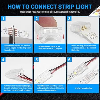20 Pieces 2-Pin 8mm LED COB Strip Connector, Transparent