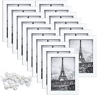 upsimples 5x7 Picture Frame with Real Glass,Bulk Photo Frames for Wall or Tabletop Display,Set of 17,White