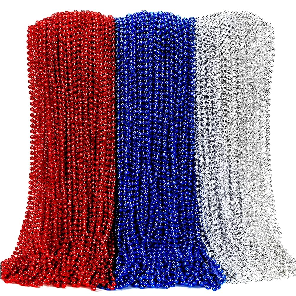Goldencivetcat 36 Pcs 4th of July Beads Necklaces,Fourth of July Necklaces Bulk Accessories,Independence Day Red White and...