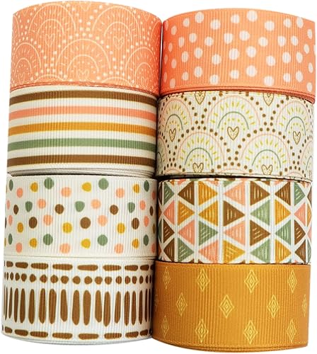 Miniatura 6 de David accessories Cinta de cinta de rayas de puntos de 1 pulgada de ancho x 40 yardas en total, 8 rollos de 5 yardas para bricolaje hecha a mano con