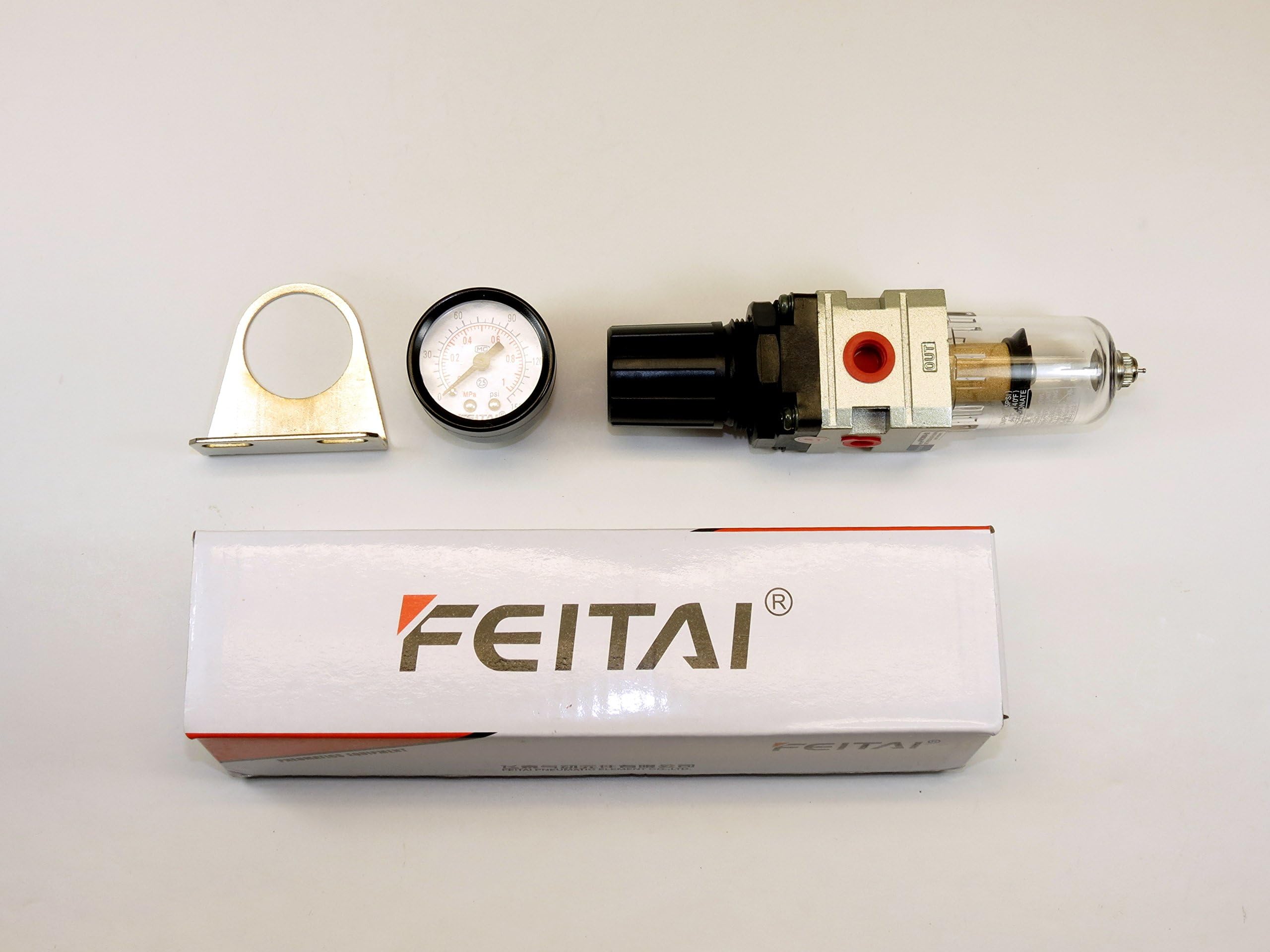 Dental Air Compressor Filter Regulator Manometer Gauge 0 - 150 PSI And Mount Bracket Standar FEITAI