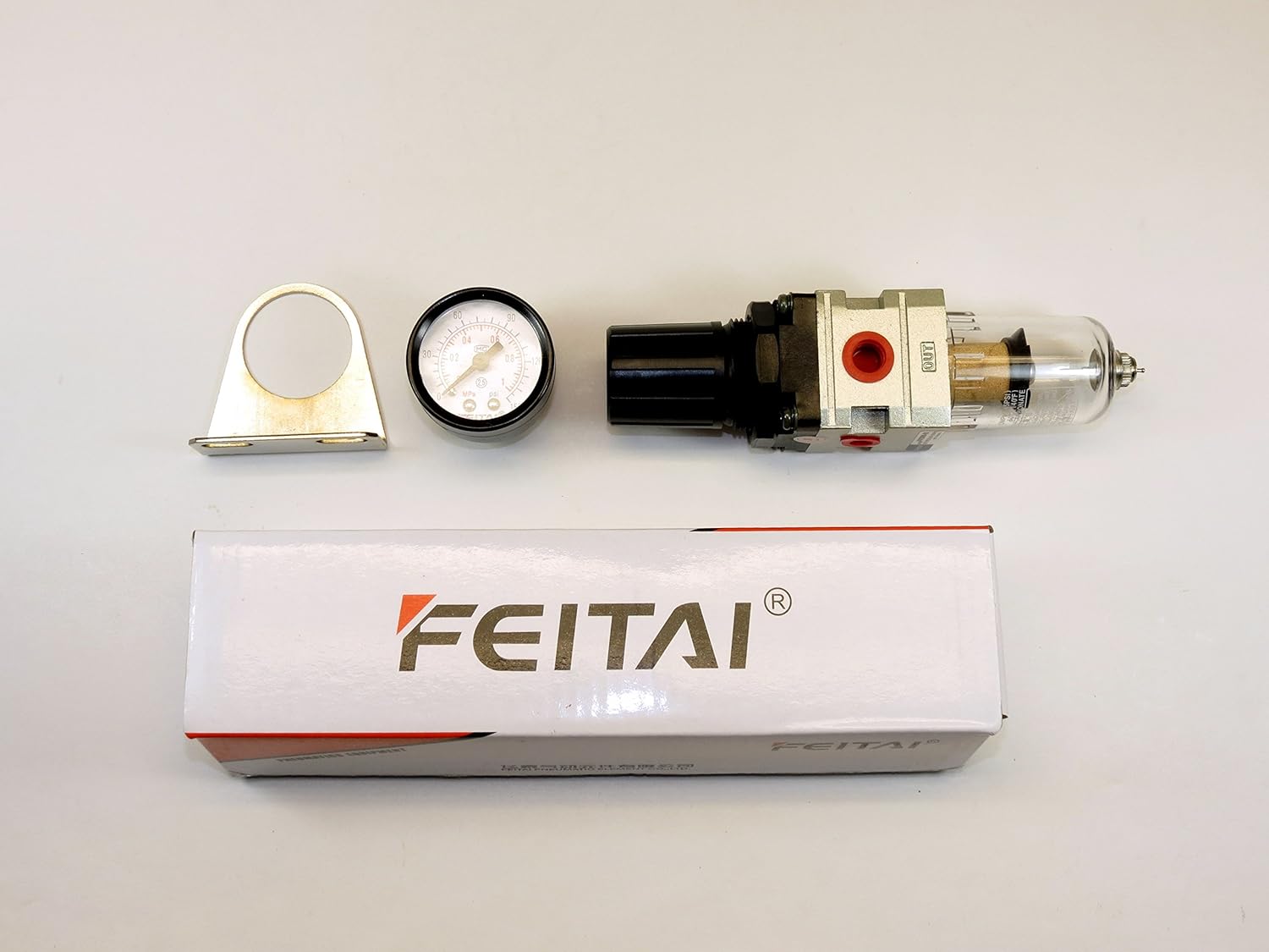 Dental Air Compressor Filter Regulator Manometer Gauge 0 - 150 PSI And Mount Bracket Standar FEITAI
