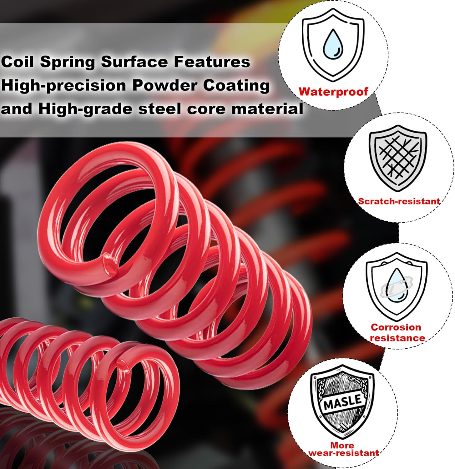 Heavy Duty Front Coil Springs for C1500 1988-1998 - Upgrate 3" Drop/Lowering Coil Springs Kit 2Pcs-Red