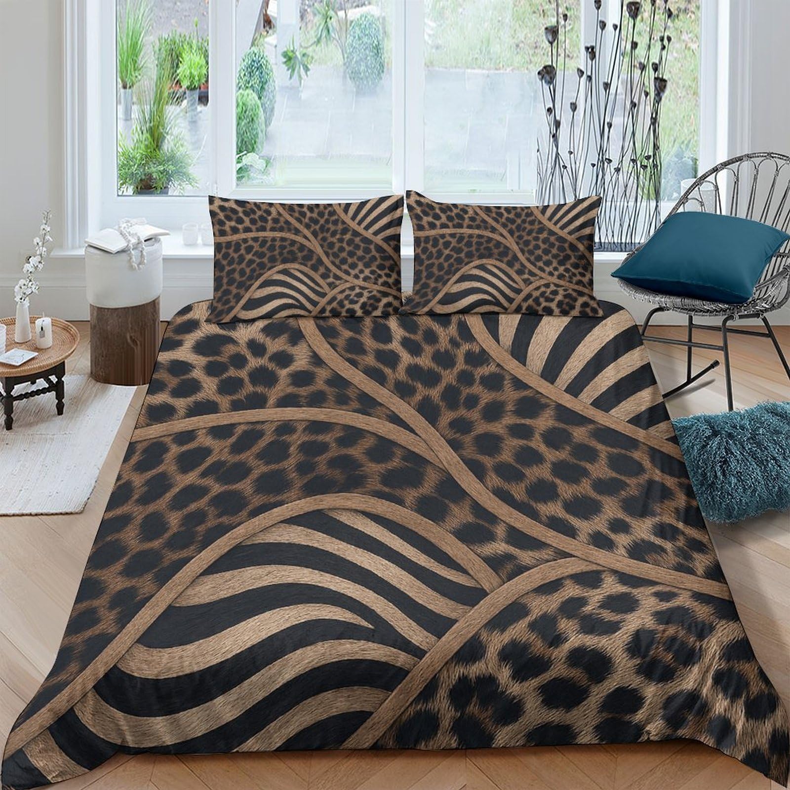Ctjqhvkz Style-5 3D Printed Leopard Zebra Fitted Sheet Microfiber Non Slip Bed Cover For Bedroom Dorm Easy Care Animal Pattern Single（135X200cm）