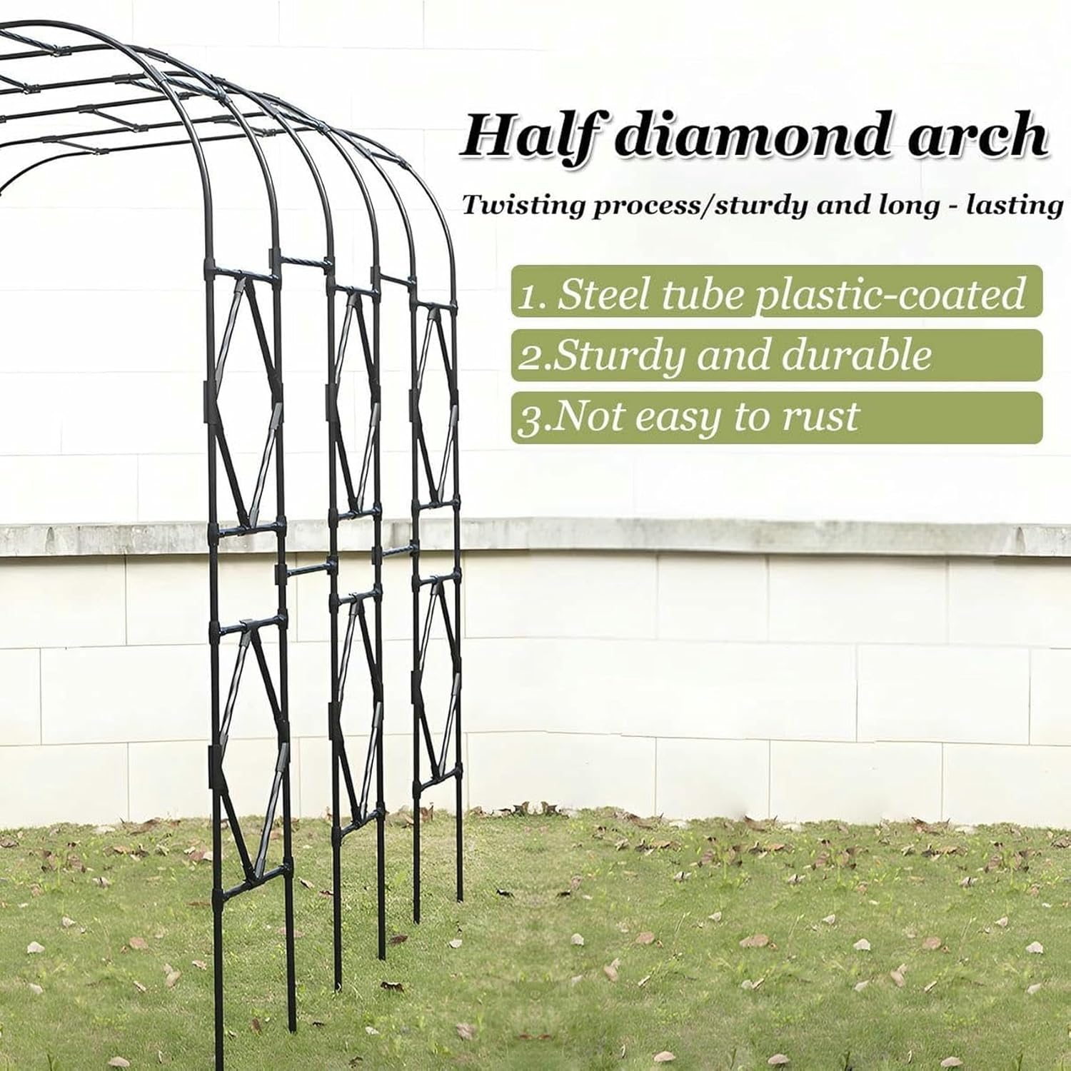 Garden Metal Arc for Climbing Plants, Bounds of Weather -Resistant Roses, Large 3 X 2.4 M, Elegant Black Cenor for Garden Decoration and Elegant Design ~/