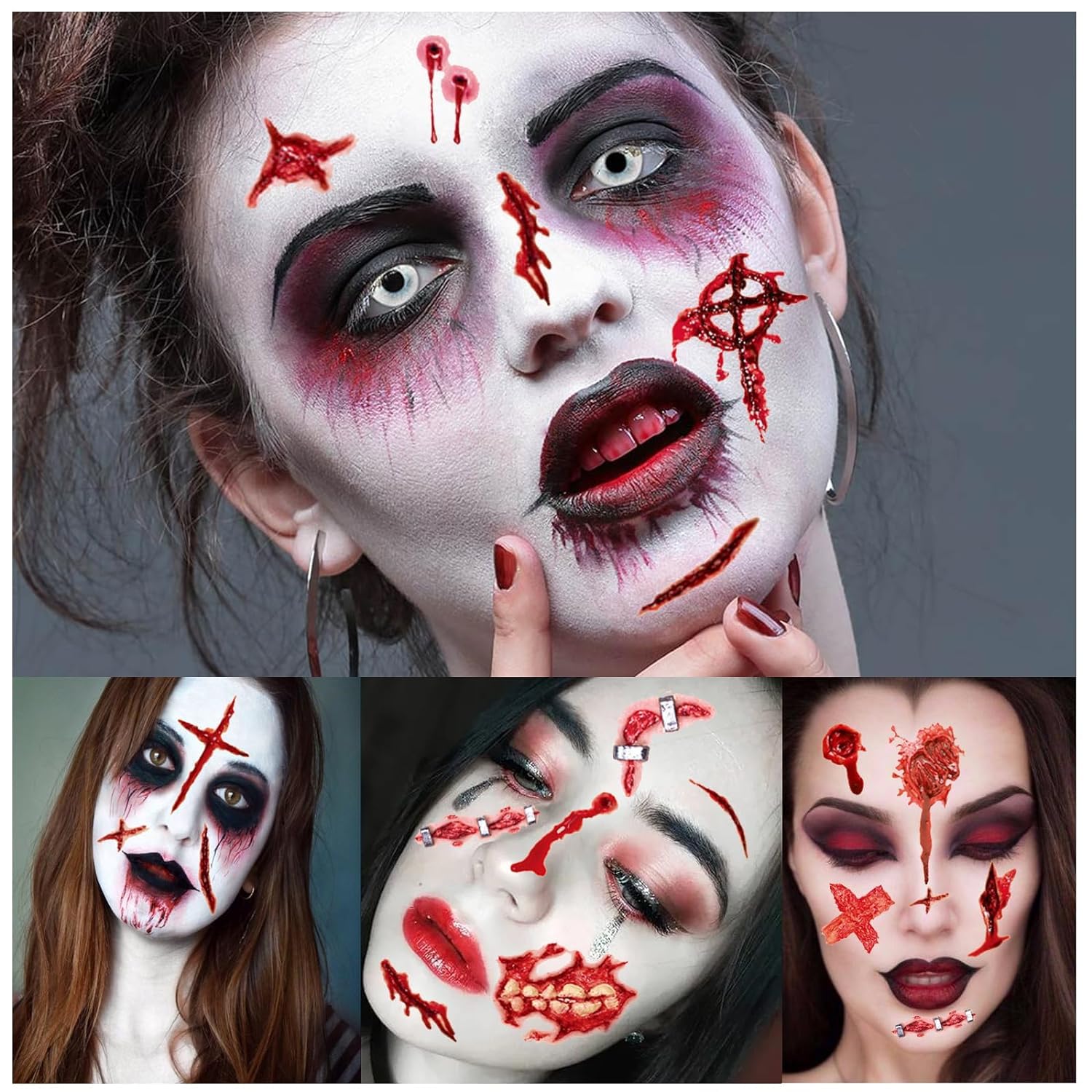 20 Tatuaggi Temporanei Con Cicatrici Finte Per Halloween – Adesivi Realistici Con Sanguinamento E Croste – Trucco Facile Per Costumi Spaventosi E Festa Horror - 5