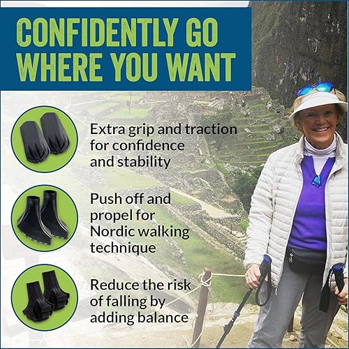 Miniatura 5 de Paquete de puntas de repuesto de goma extra duraderas (pies de repuesto, patas, virolasgorras) para bastones de trekking Se adapta a todos los