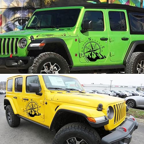 Miniatura 5 de Calcomanías de automóvil con brújula de montaña, calcomanías de vinilo impermeables para capó de automóvil, calcomanías laterales y gráficos,