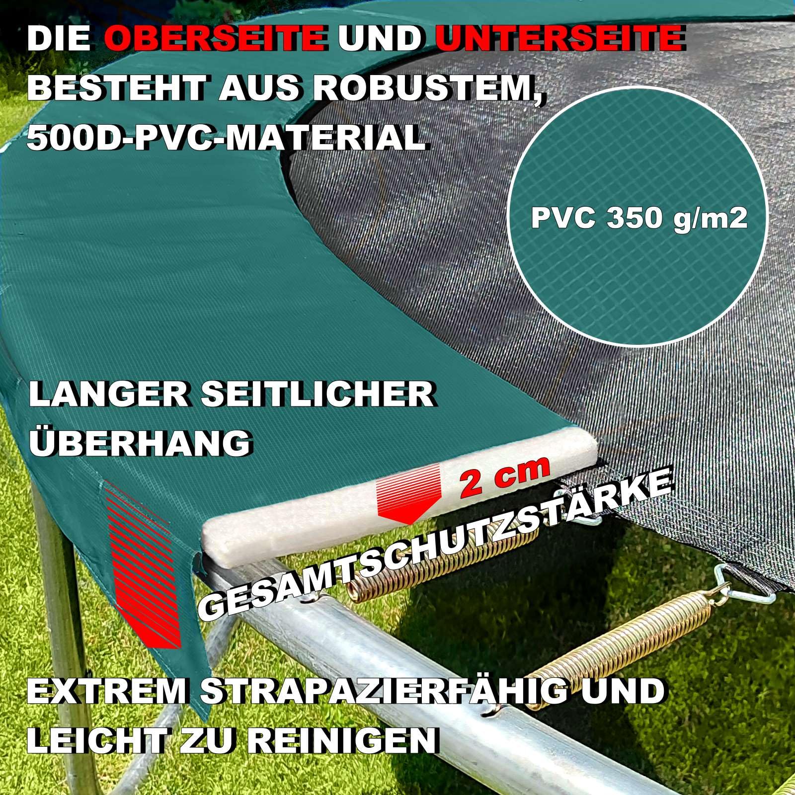 Trampolin Randabdeckung Ø 200 270 330 380 430 cm Federabdeckung Randschutz Schutzrand Umrandung Abdeckung Polsterung Ersatzteile Gartentrampoline Outdoor
