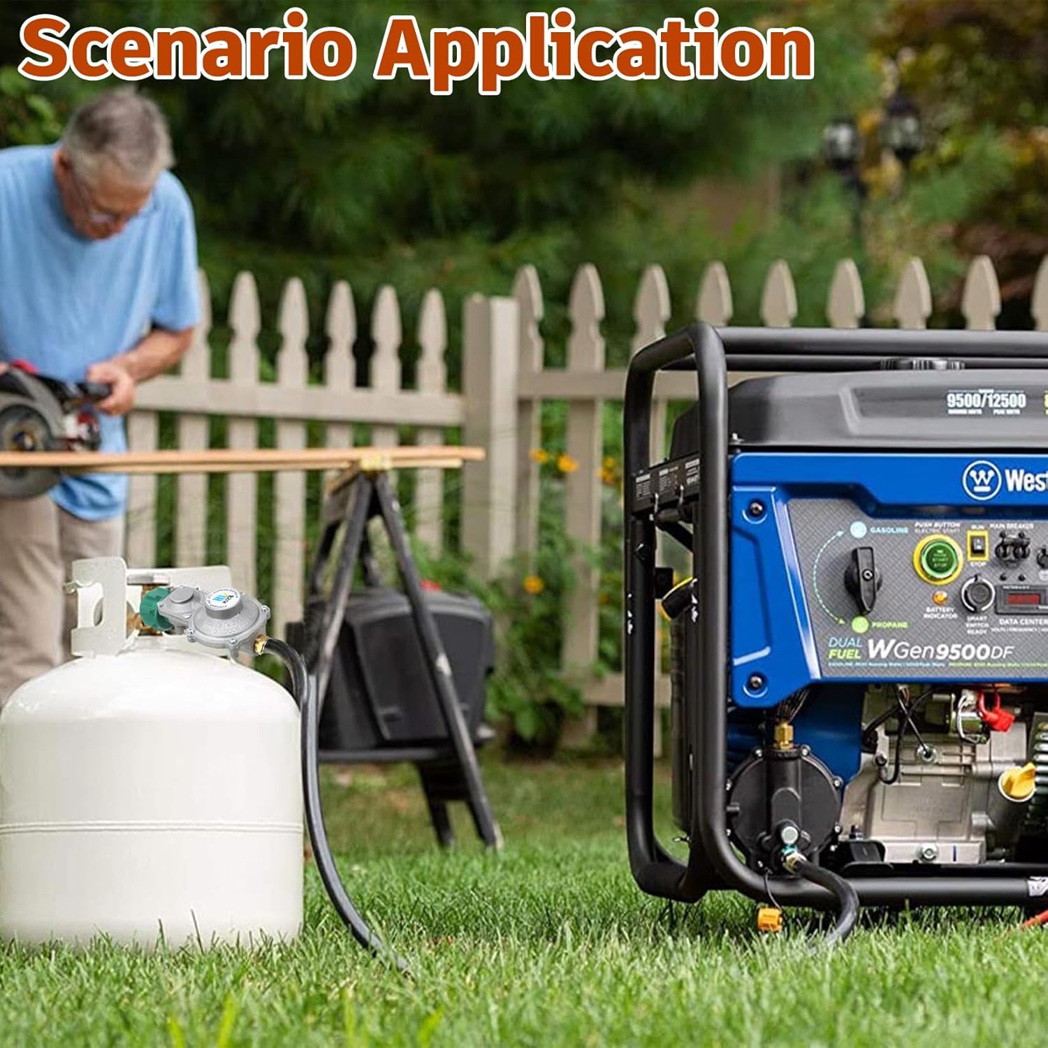 GasSaf 10FT 2 Stage Propane Regulator Hose Gas Propane Regulator and Hose Suitable for Dual Fuel Generator, RV Appliance, Gas Stove and More, 3/8 Female Flare Nut