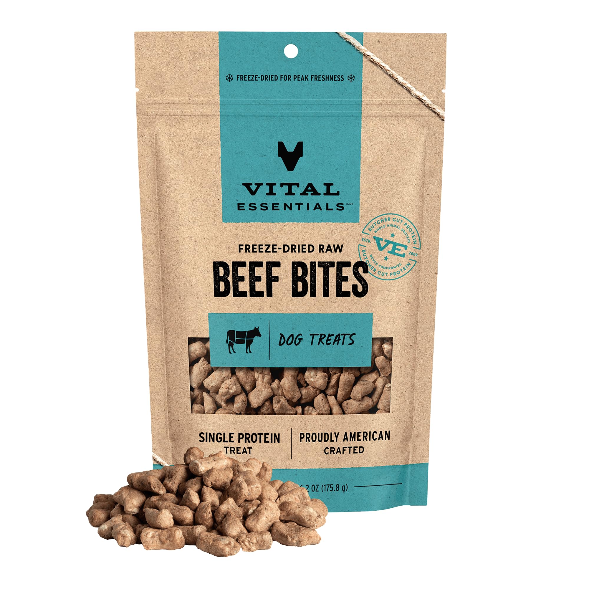 Vital Essentials Freeze Dried Dog Treats, Raw Beef Treats for Dogs 6.2 oz