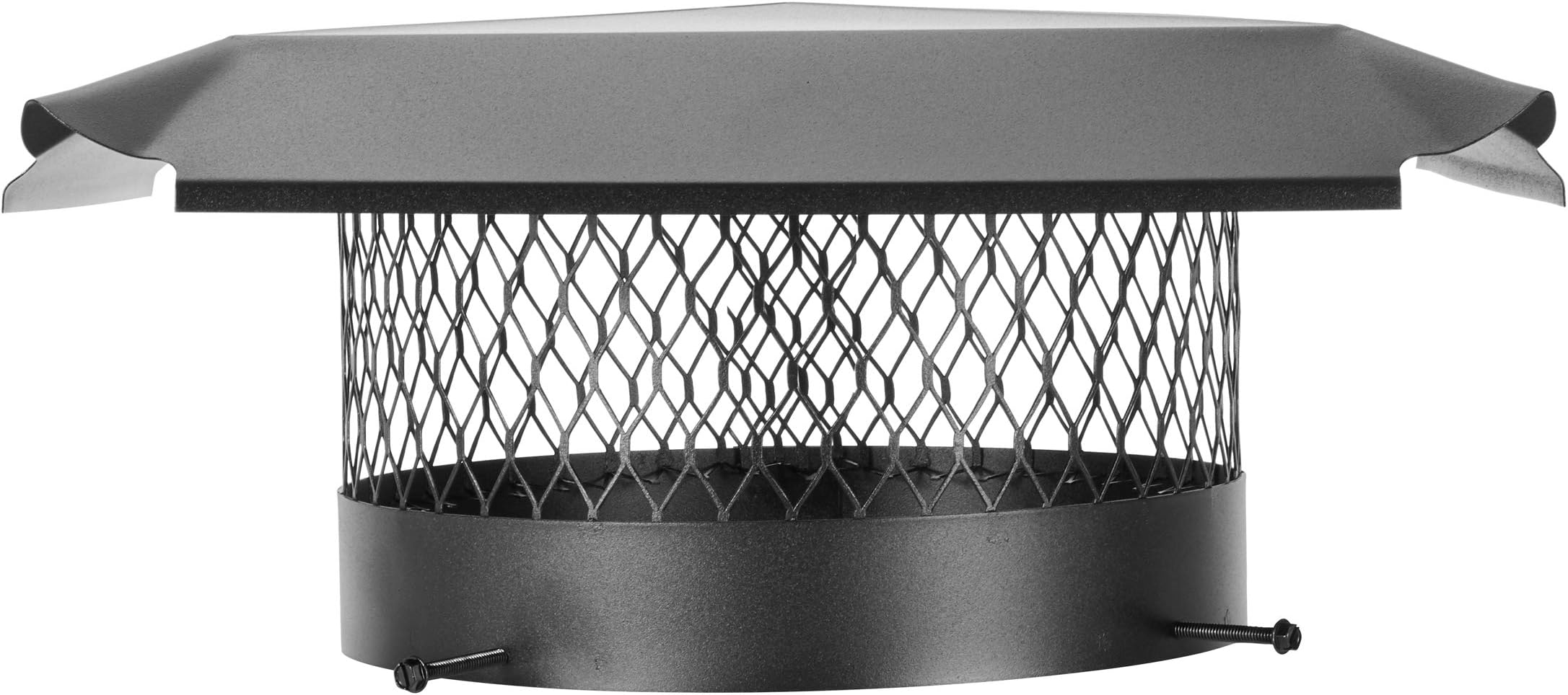 Draft King CBO12 Round Bolt On Black Galvanized Steel Single Flue Chimney Cap, 12" Diameter