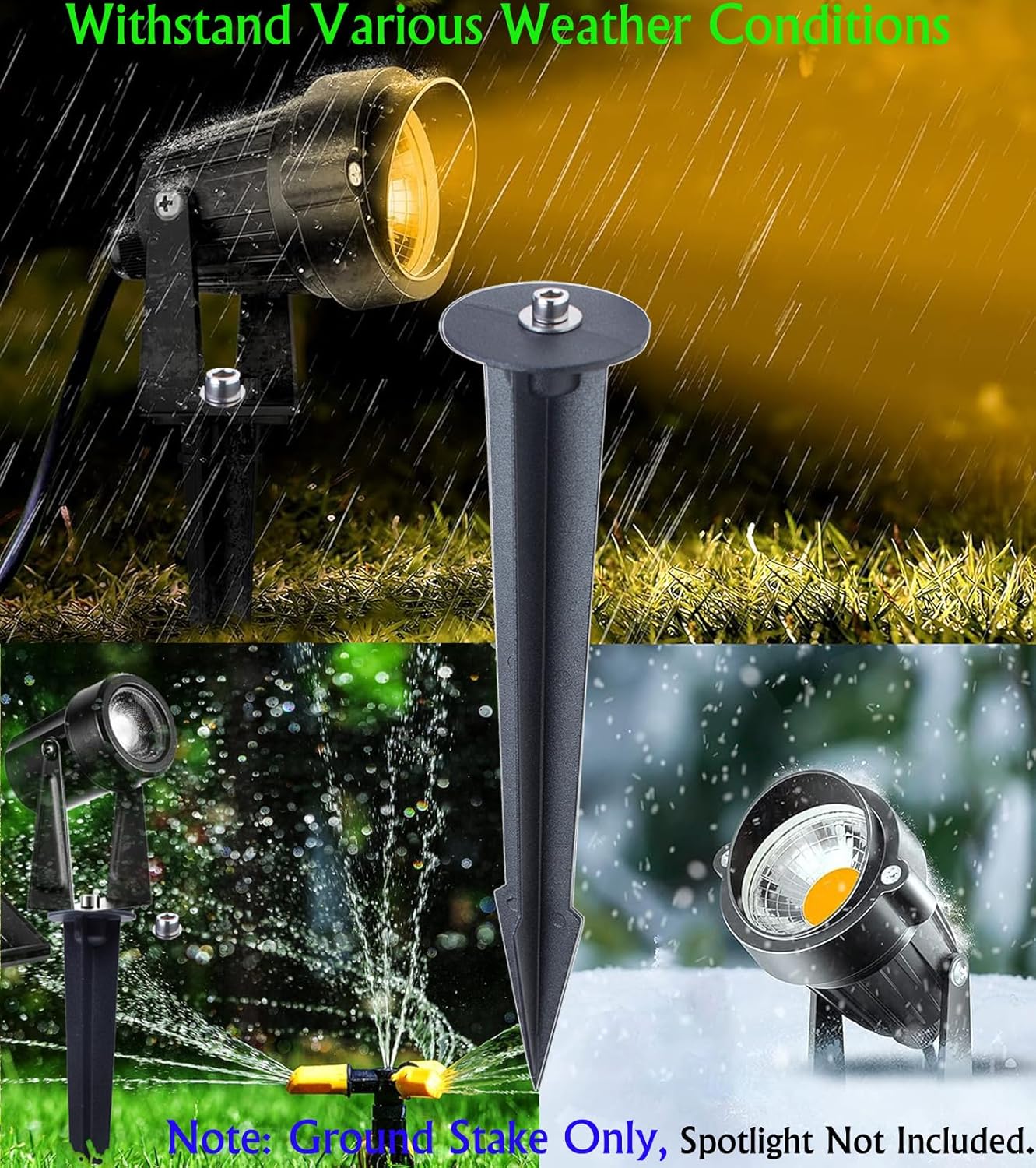 Aluminum Metal Ground Stake Spike Replacement for 3W-120W Outdoor Garden Spotlight Pathway Flood Wall Washer Solar Light,Low Voltage Landscape Light,10.4 inches Large Size