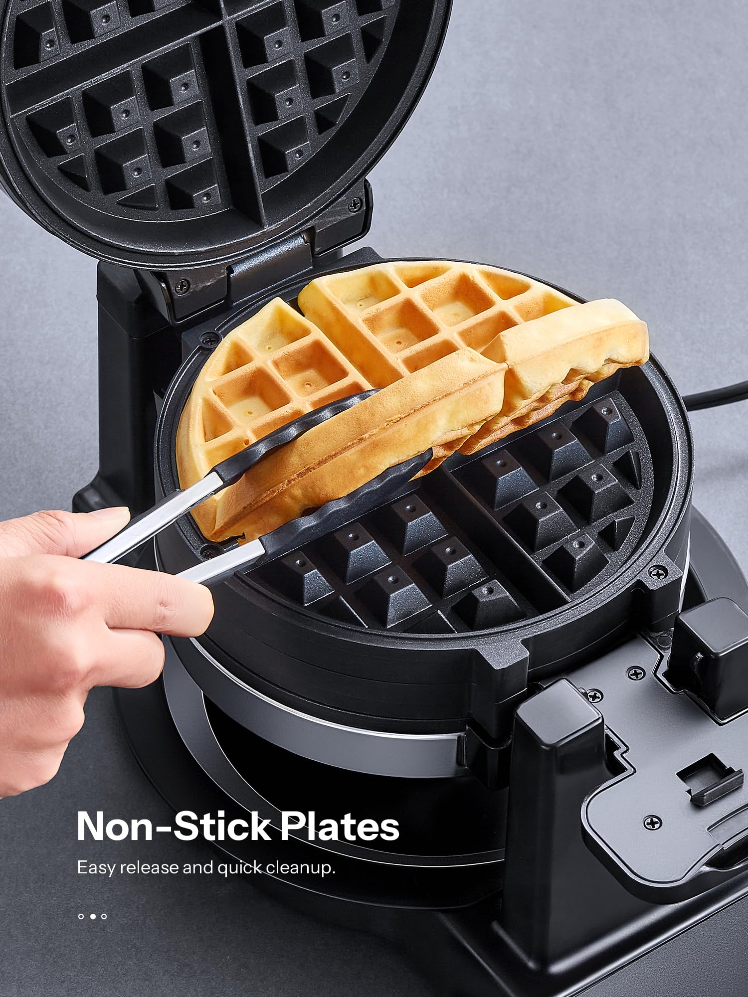 Yabano Belgian Waffle Maker - Professional Rotating Waffle Iron with Double Flip Technology, Nonstick Plates, Removable Drip Tray & Cool-Touch Handles