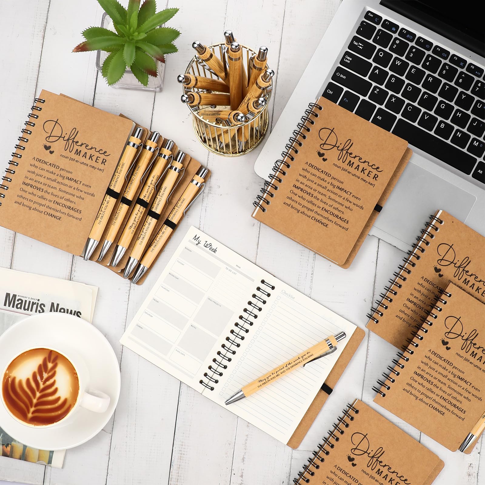 Tellingyou Set di 20 quaderni di ringraziamento per creatori di differenza per i dipendenti, idea regalo, formato A6, per lista delle cose da fare, penne a sfera per insegnanti, infermiere, volontari,